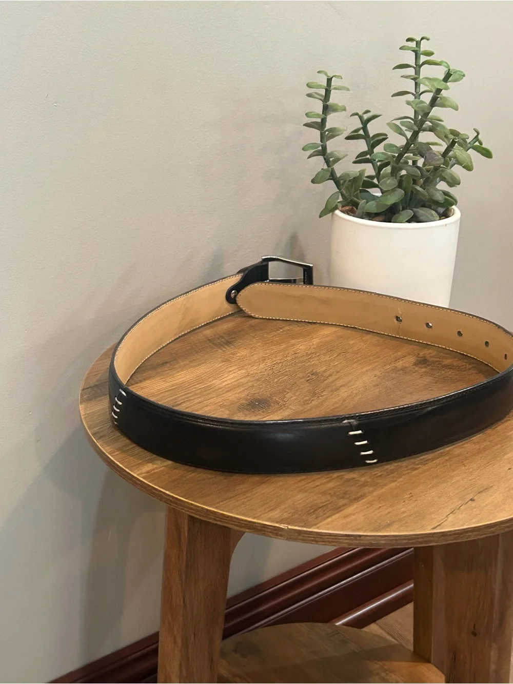Max Boy Italy Genuine Leather Black Belt 110cm Silver Buckle